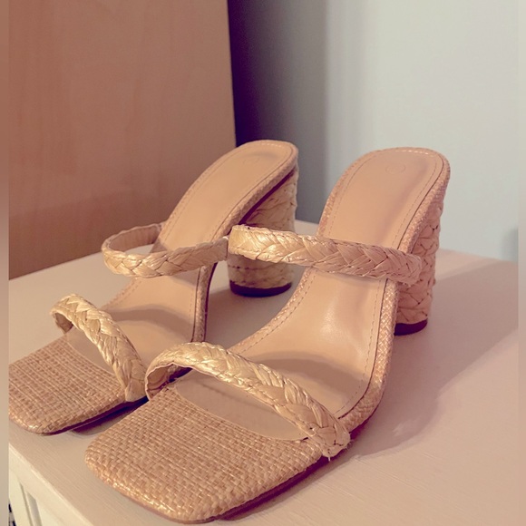 Tan Woven Heeled Sandals - Picture 3 of 4